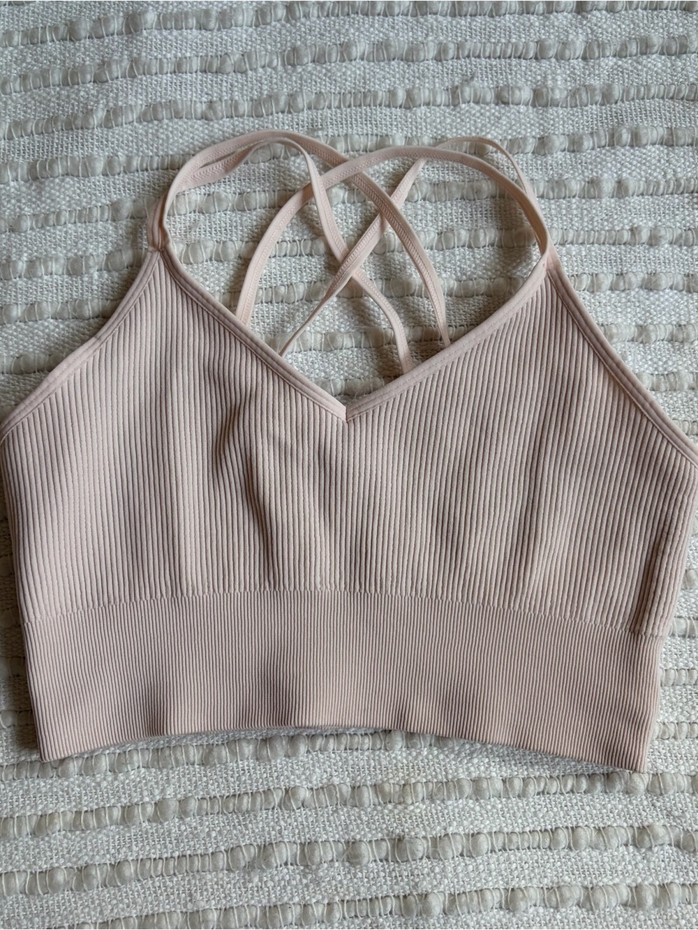 SO Light Pink Ribbed Sports Bra Athletic Top Size Youth Kids Large